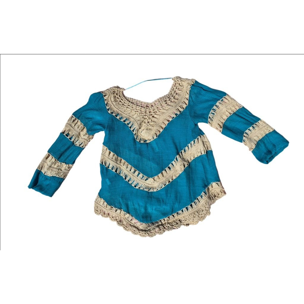 Women's Coastal Boho Crochet Fringe Tunic Top M